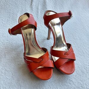 Coach Dani platform heels‎ sandals size 10 B Papaya / orange gold